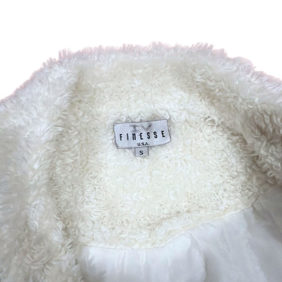 Y2K Finesse USA White Corduroy Sherpa Lined Jacket Women's Size S - Picture 3 of 3